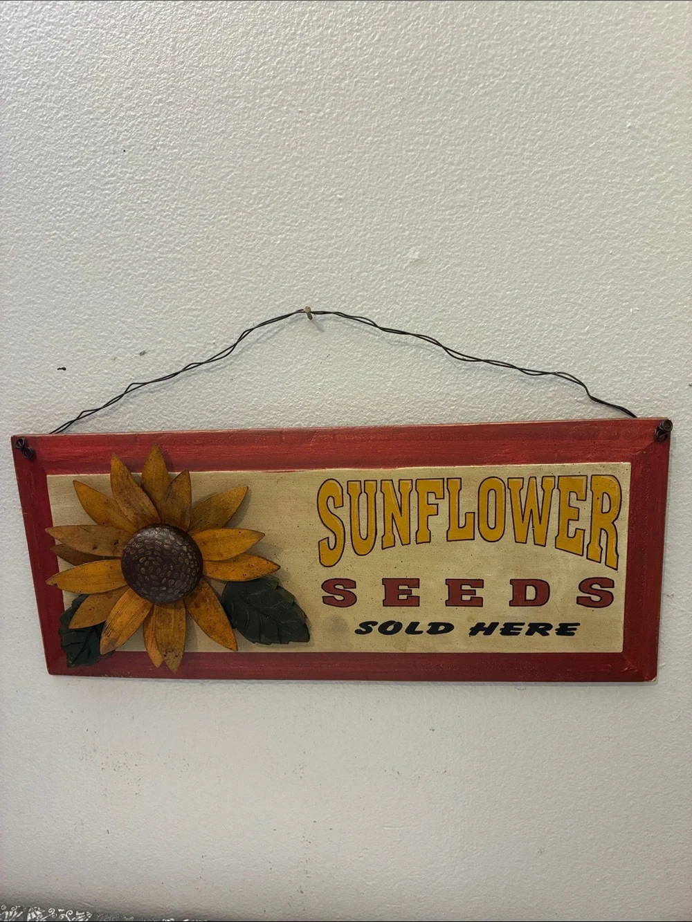Sunflower Seeds Wall Sign - Red and Yellow Home Decor